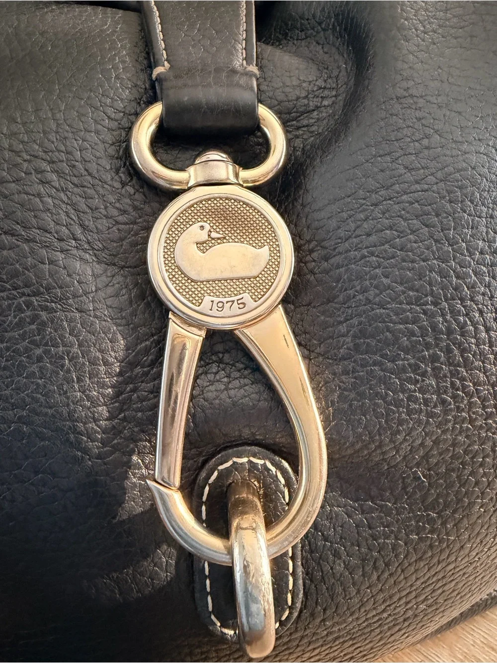 Dooney & Bourke Black Pebbled Leather Hobo with Silver Hardware